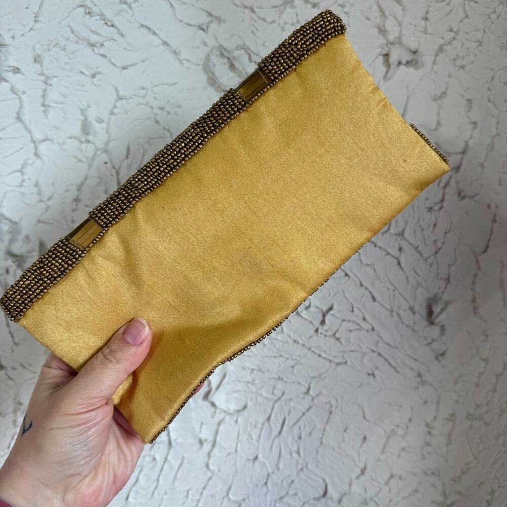 Vintage Sopressa Gold Beaded Clutch | Metallic Statement Evening Bag - Picture 6 of 7